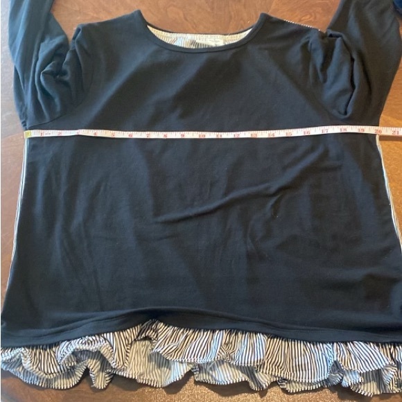 Kate Spade Broome Street spring black & white mix media top with ruffle medium - Picture 9 of 11